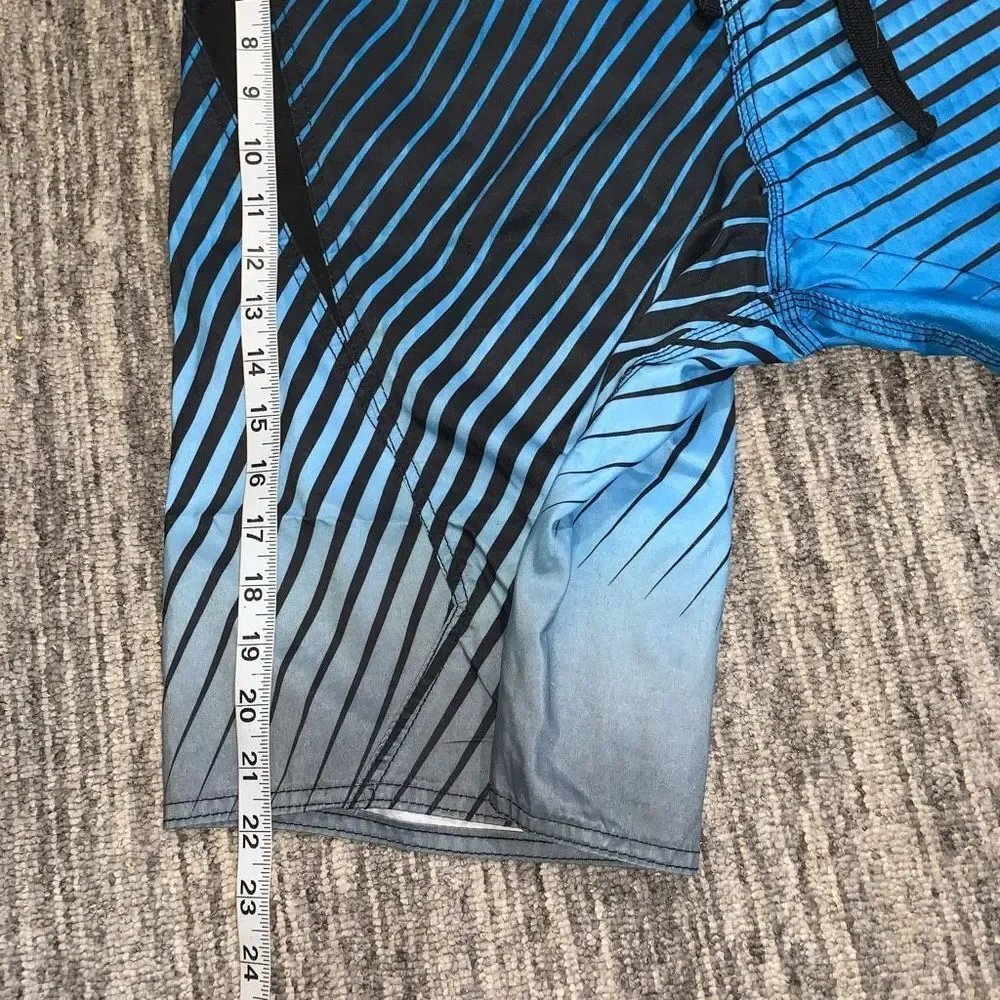 Vintage Surf Style Men's Large Black Blue Boardshorts Swimwear Bathing‎ Suit